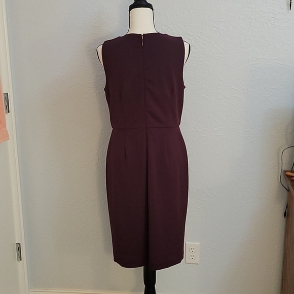 VTG SHELBY NITES 1990s Purple Embellished Pleated Neck Sheath Holiday Dress - Picture 3 of 9